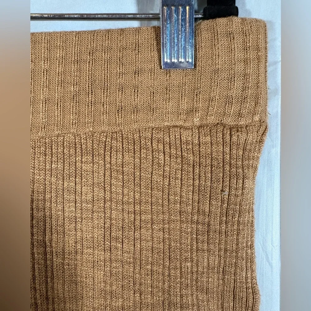 H&M Flare Leg Leggings Womens Sz XS Stretch Pull-On Brown Stretch Linen Blend